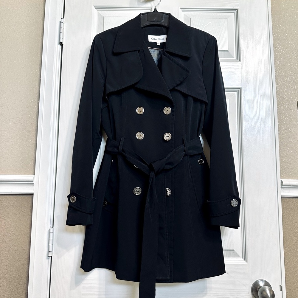 Calvin Klein Black Trench Coat Size M 🖤